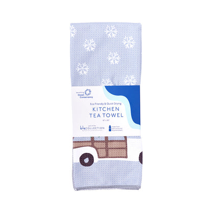 Ski Day blu Kitchen Tea Towel Kitchen Towel - rockflowerpaper