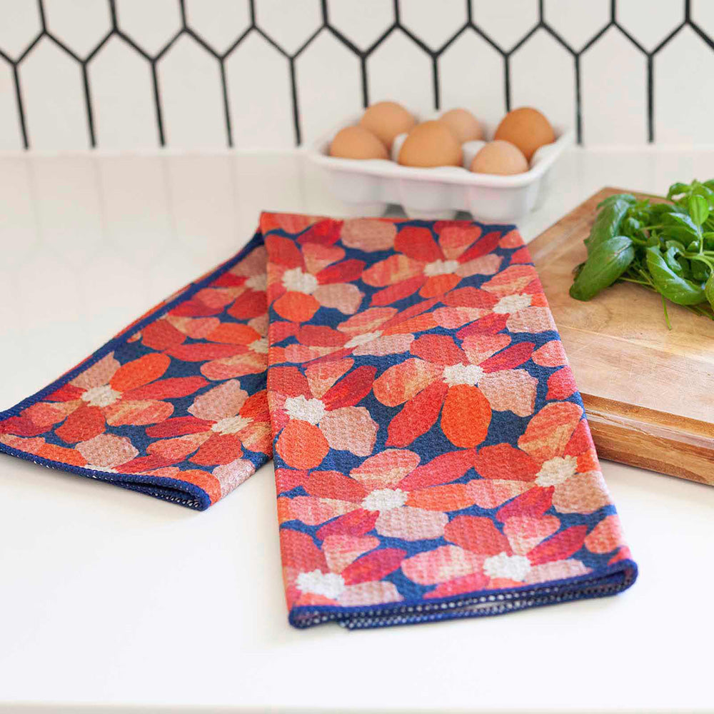 Spiced Petals blu Kitchen Tea Towel Kitchen Towel - rockflowerpaper