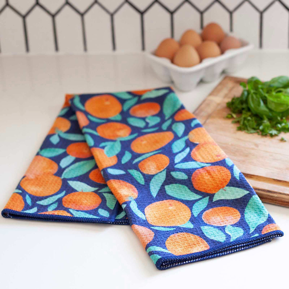 Orange Crush blu Kitchen Tea Towel Kitchen Towel - rockflowerpaper