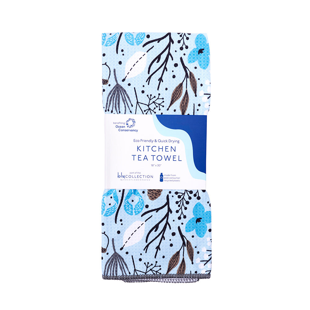 Winter Nature Blu Tea Towel Kitchen Towel - rockflowerpaper