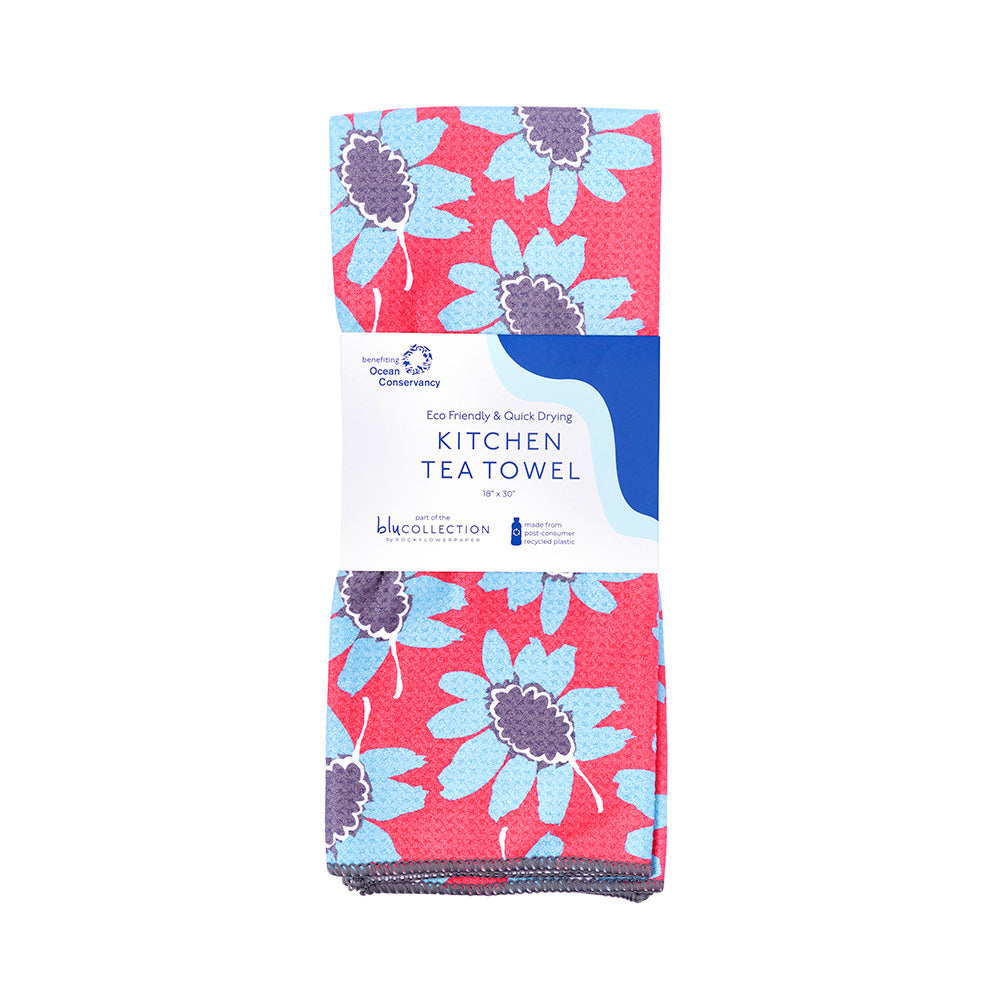Callie Red blu Kitchen Tea Towel Kitchen Towel - rockflowerpaper