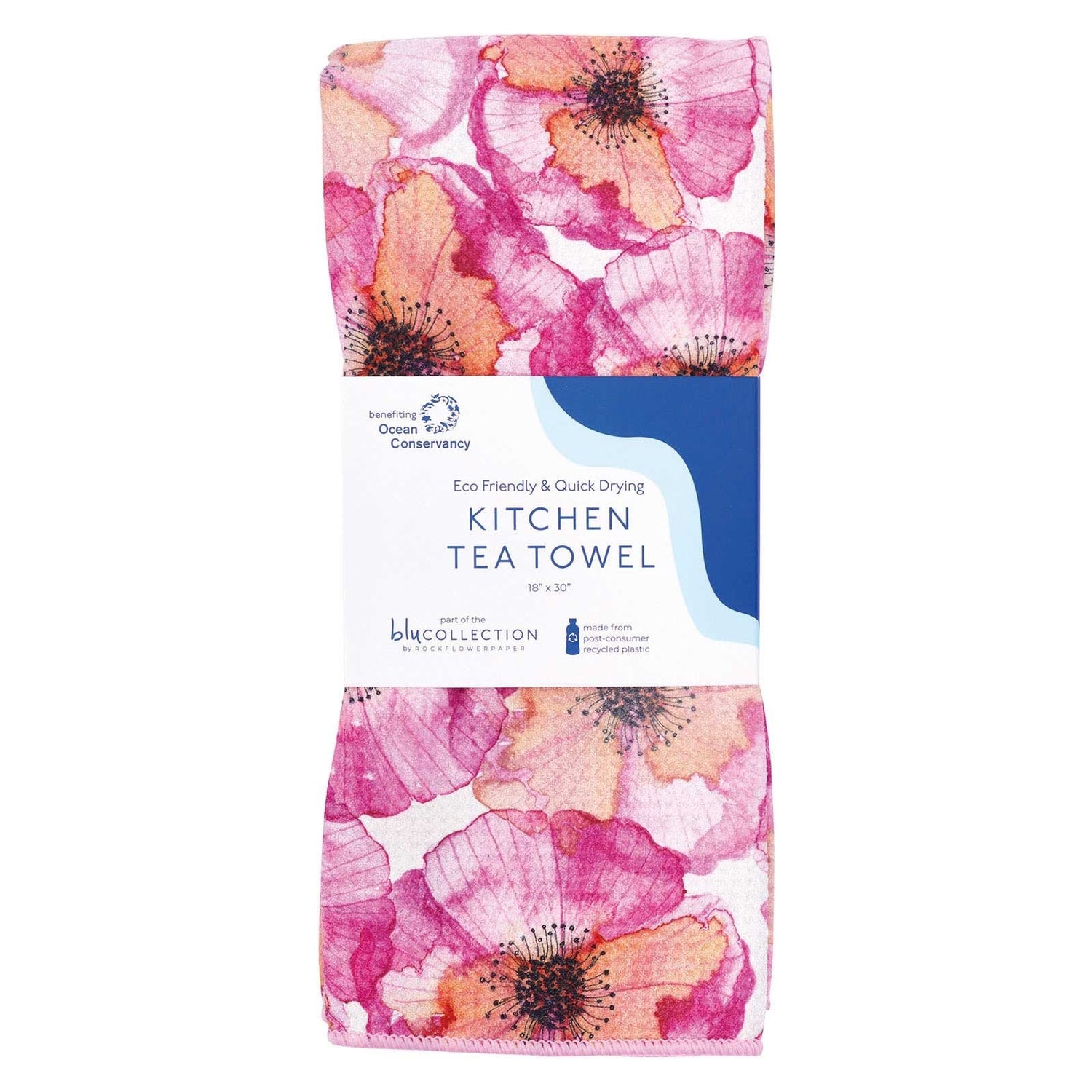 Pressed Petals Blu Kitchen Tea Towel – rockflowerpaper LLC
