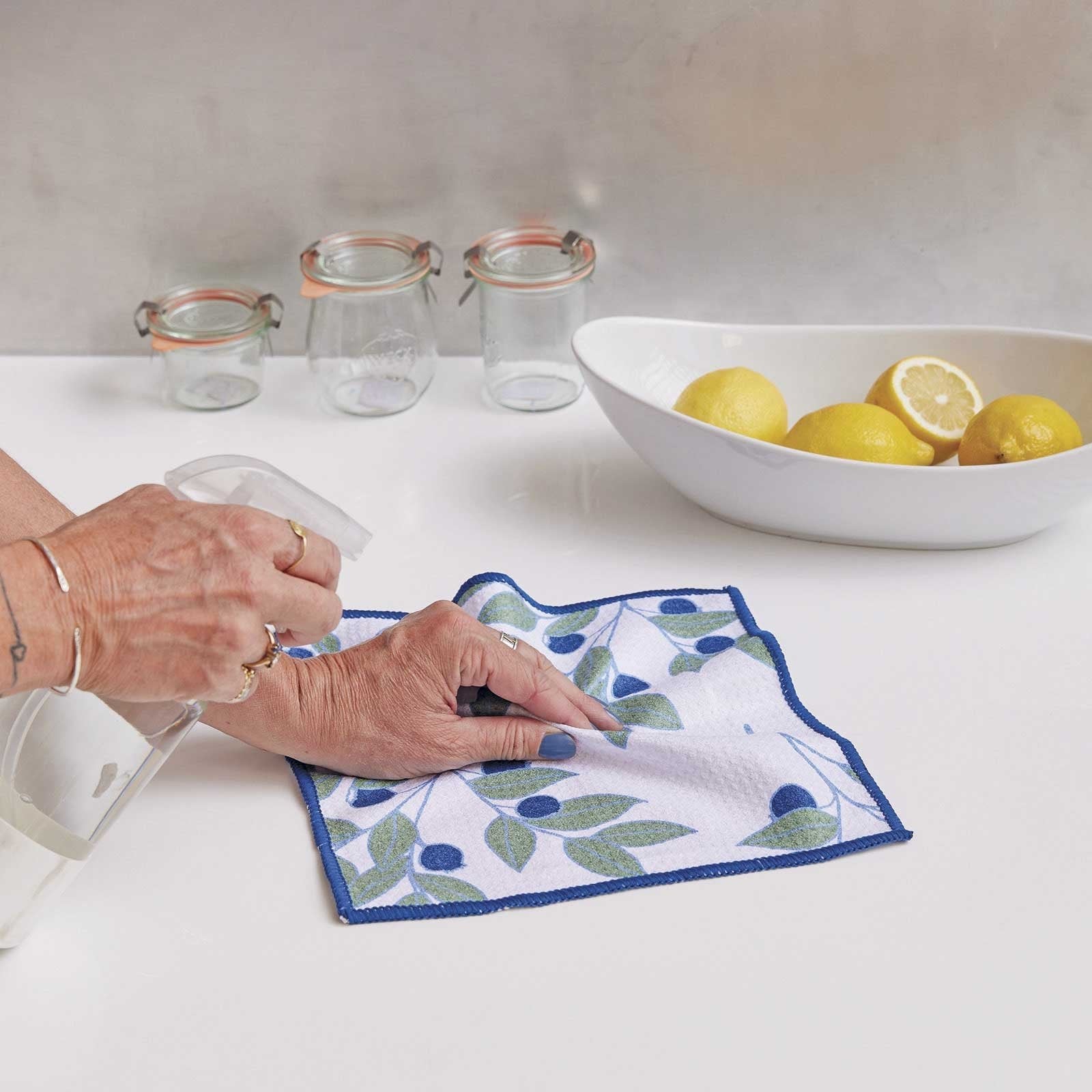 Blueberries Blu Kitchen Dish Cloths (Set of 3) Reusable Dish Cloth - rockflowerpaper