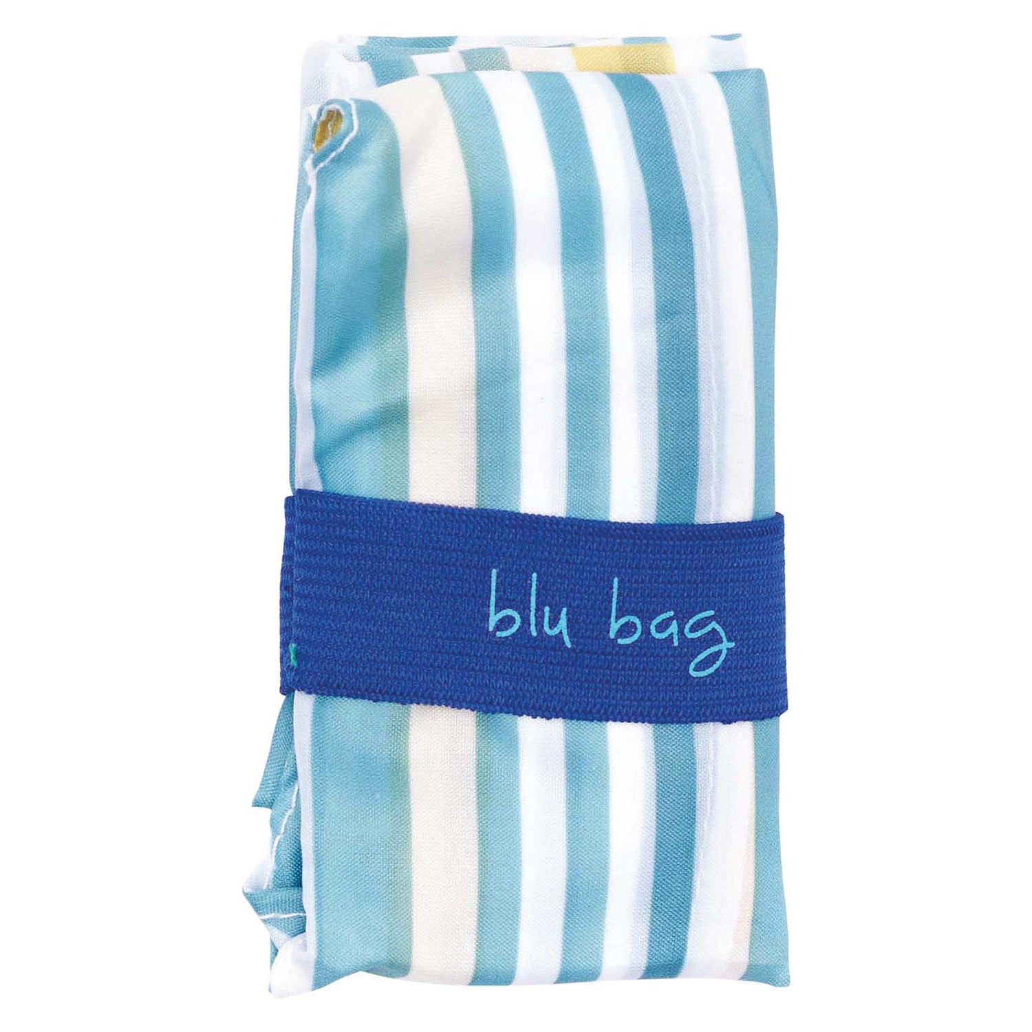 Summer Stripe Yellow Blu Bag Reusable Shopping Bag - Machine Washable Reusable Shopping Bag - rockflowerpaper