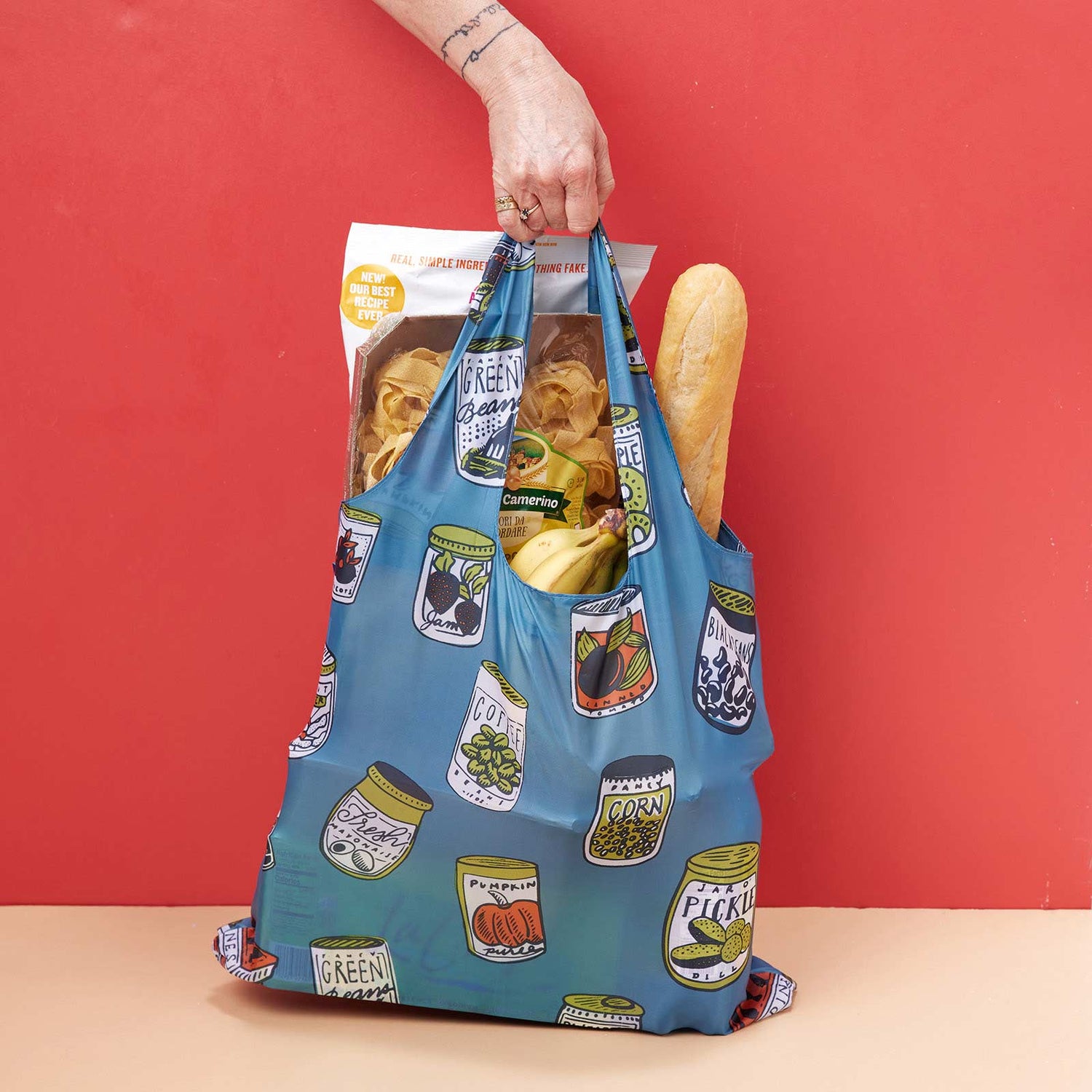 OUTLET Vintage Pantry Blu Bag Reusable Shopping Bag - Machine Washable pos-Reusable Shopping Bag - rockflowerpaper