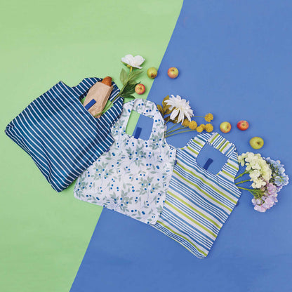 Breton Navy Stripe Blu Reusable Shopping Bag Reusable Shopping Bag - rockflowerpaper