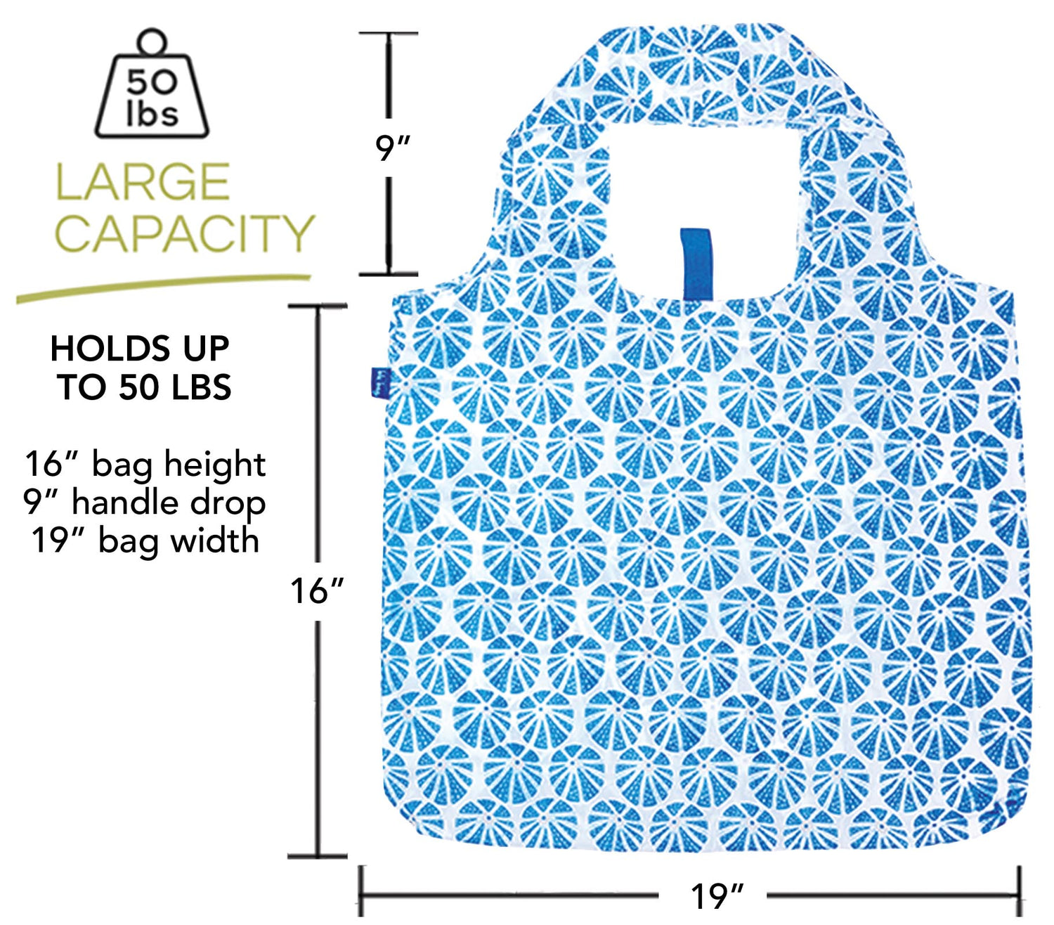 Sea Urchin Blue Blu Bag Reusable Shopping Bag - Machine Washable Reusable Shopping Bag - rockflowerpaper