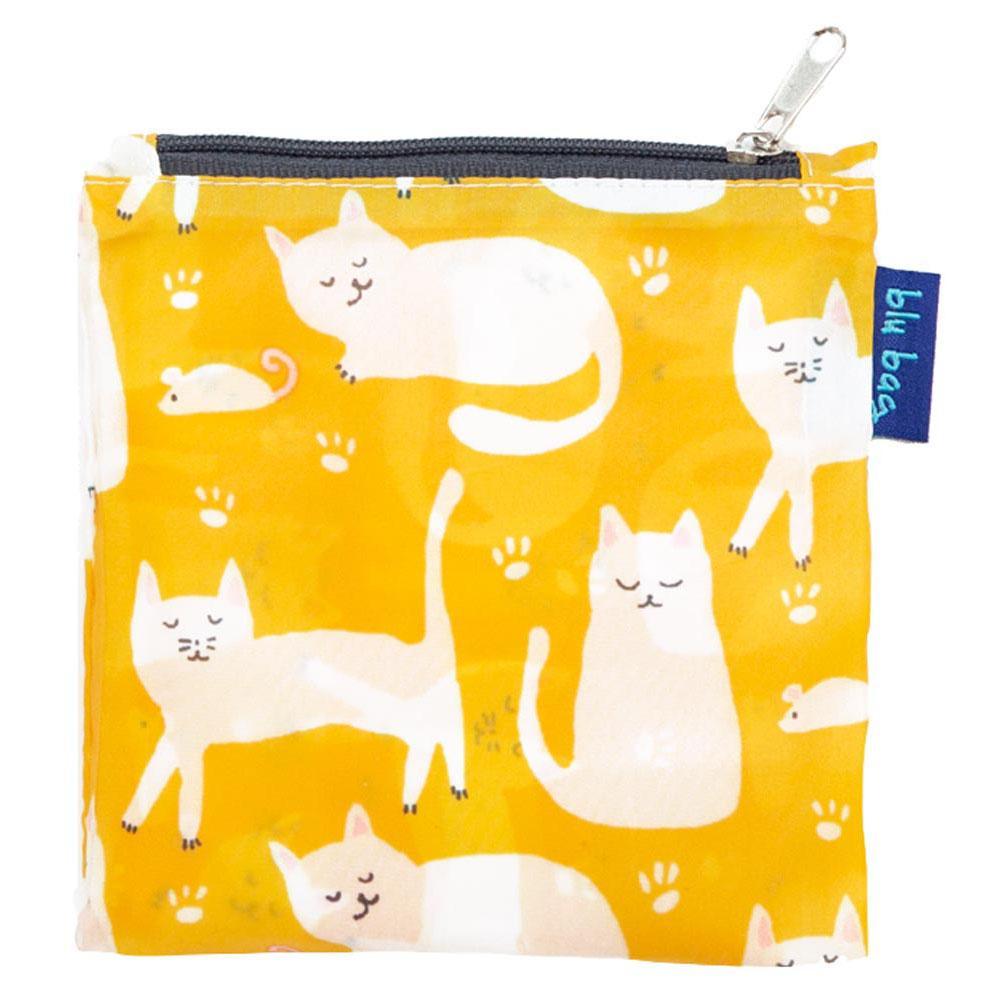 Kitty Cats Yellow Blu Bag Reusable Shopping Bag - Machine Washable Reusable Shopping Bag - rockflowerpaper