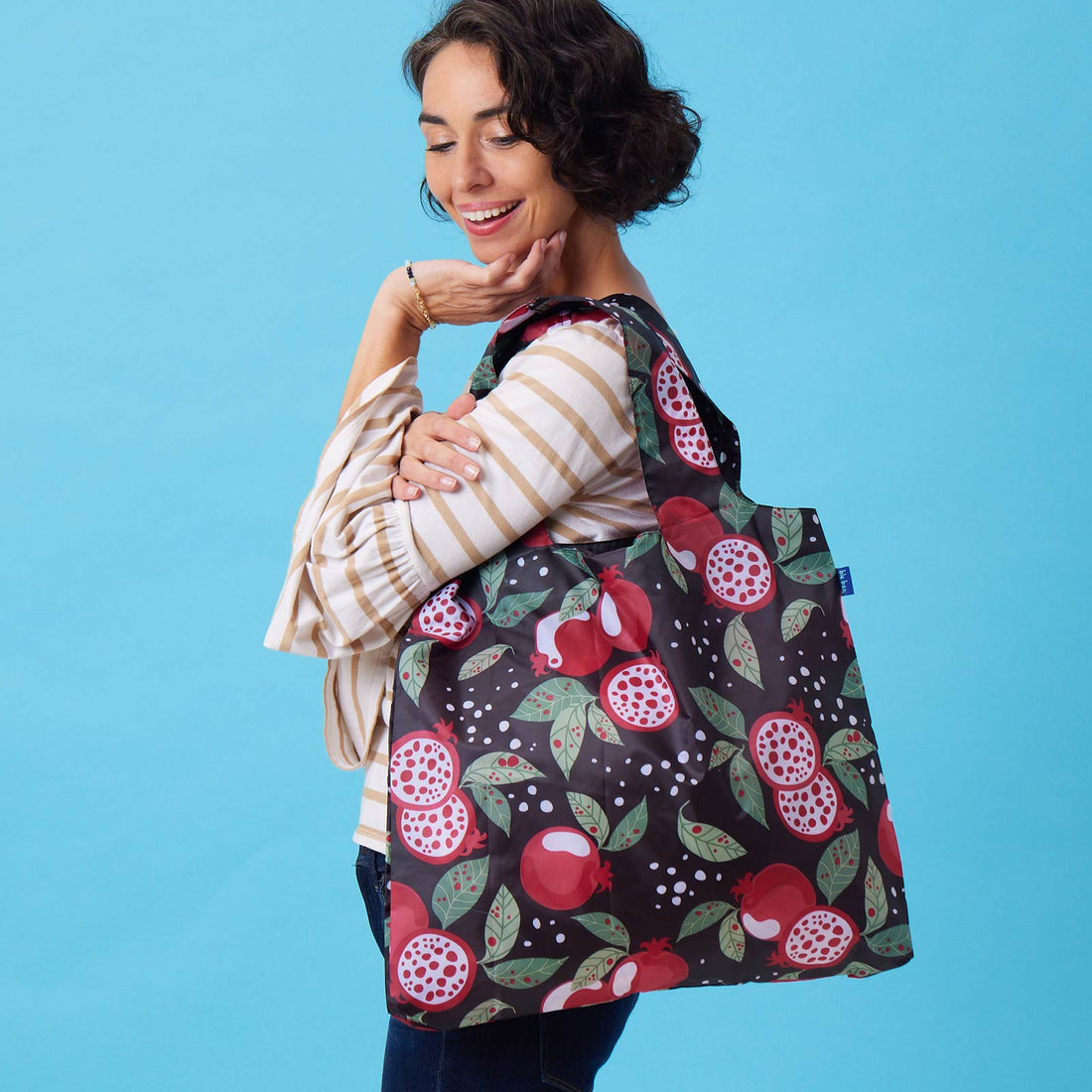 Pomegranate Garden Blu Bag Reusable Shopping Bag - Machine Washable Reusable Shopping Bag - rockflowerpaper