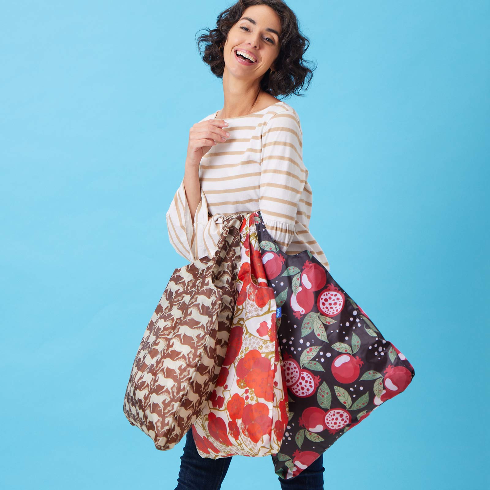 Pomegranate Garden Blu Bag Reusable Shopping Bag - Machine Washable Reusable Shopping Bag - rockflowerpaper