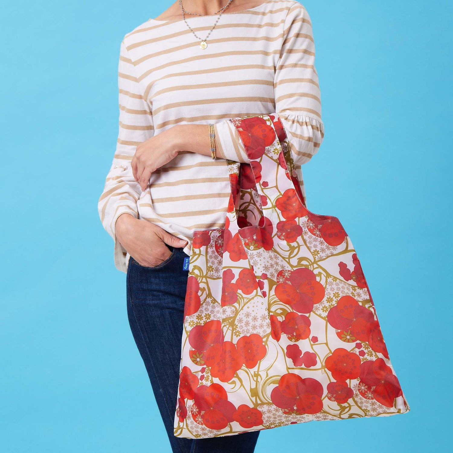 Kintsugi Blu Bag Reusable Shopping Bag - Machine Washable Reusable Shopping Bag - rockflowerpaper