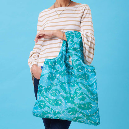 Dolphins Blu Bag Reusable Shopping Bag - Machine Washable Reusable Shopping Bag - rockflowerpaper