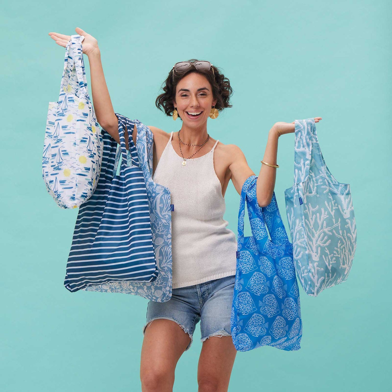 Indigo Fish Blu Bag Reusable Shopping Bag - Machine Washable Reusable Shopping Bag - rockflowerpaper