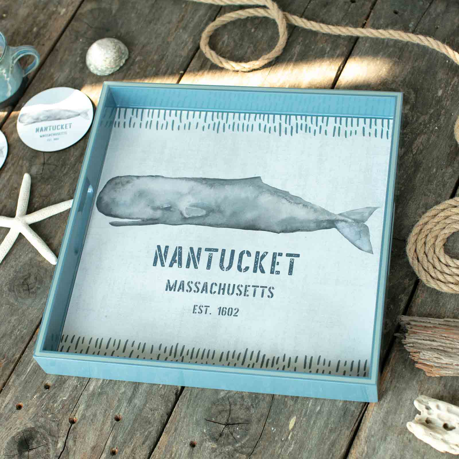 Square Blue Whale Tray - 15 Inch Tray - rockflowerpaper