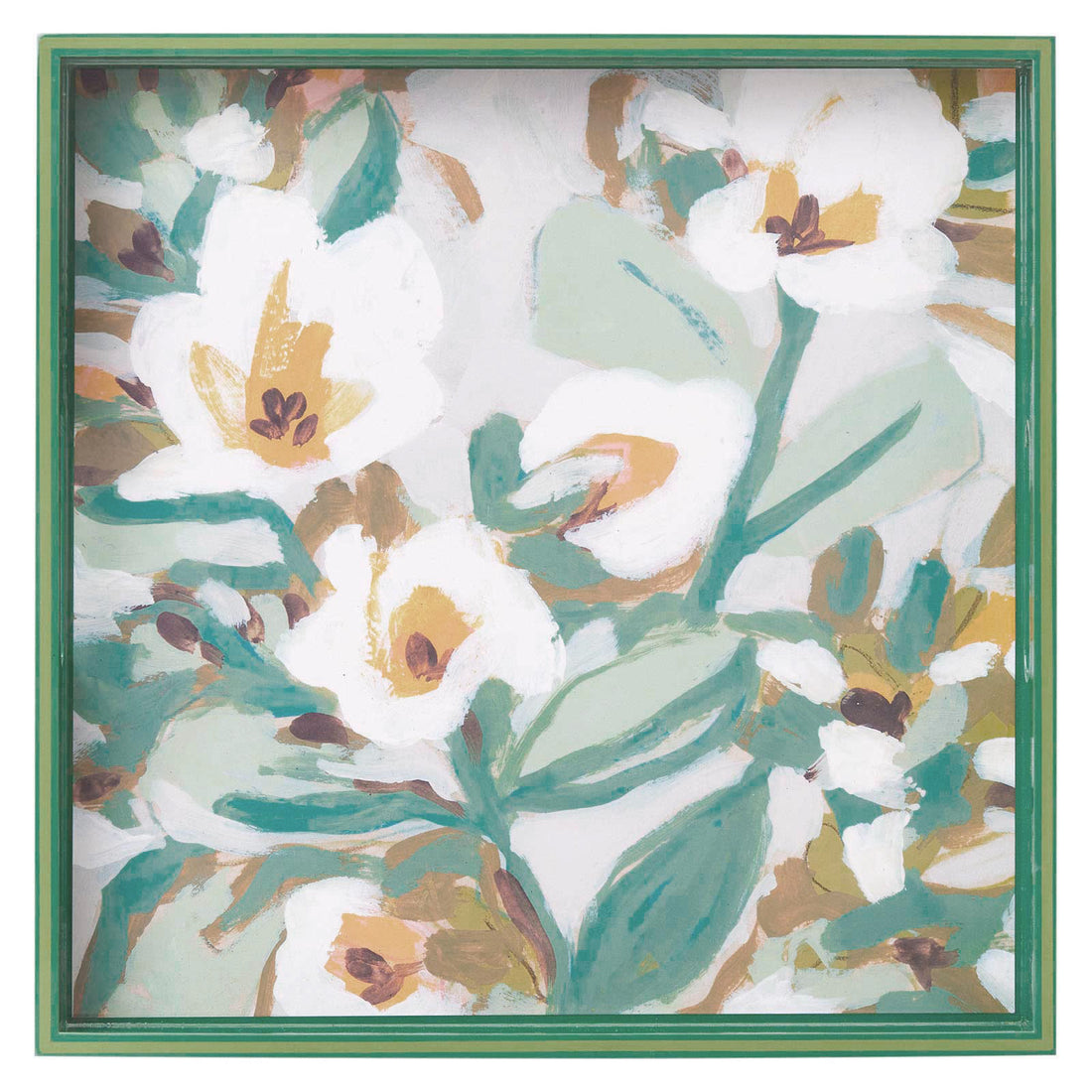 Celadon Blooms 15 Inch Square Tray Tray - rockflowerpaper