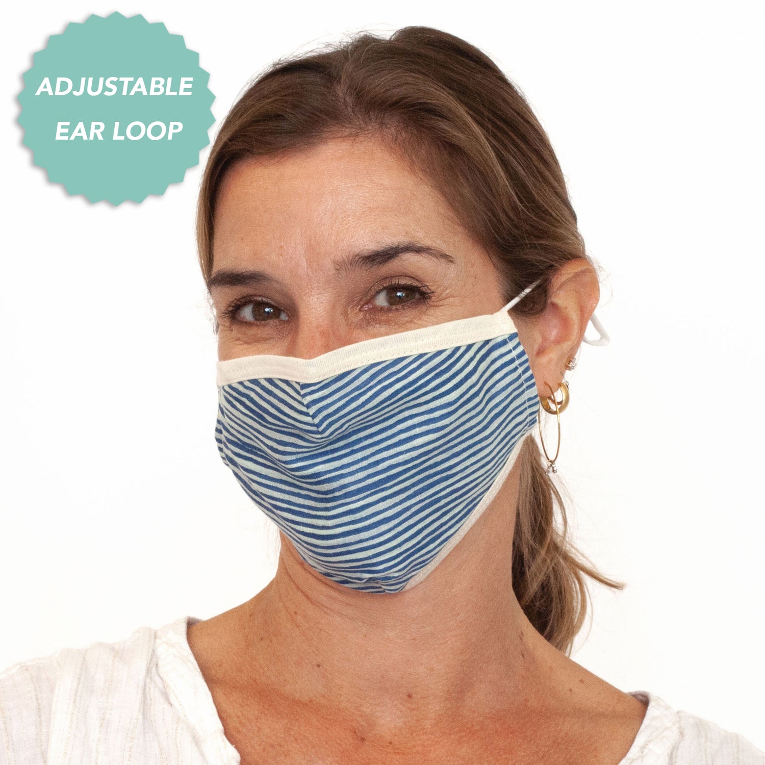 Suri Navy Reusable &amp; Adjustable 100% Cotton Face Mask Mask - rockflowerpaper