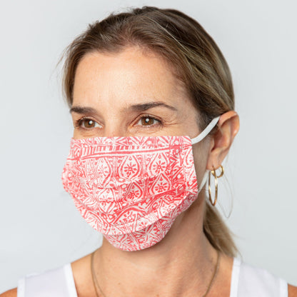 Christina Pink Pleated Cotton Mask Mask - rockflowerpaper