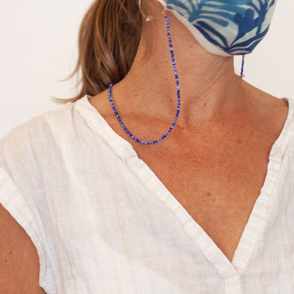 Blue Glass Beaded Face Mask Lanyard Necklace MASK-NECKLACE - rockflowerpaper