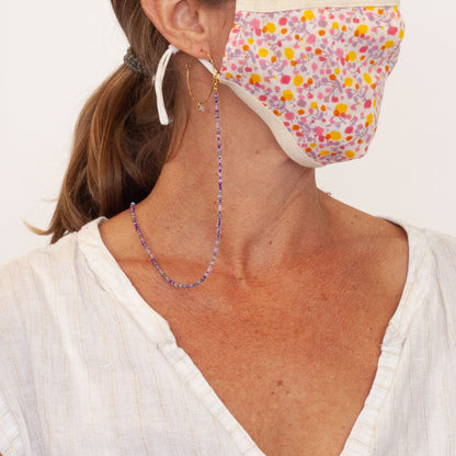 Purple Glass Beaded Face Mask Lanyard Necklace MASK-NECKLACE - rockflowerpaper