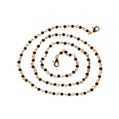 Black &amp; Gold Beads Lanyard Necklace MASK-NECKLACE - rockflowerpaper