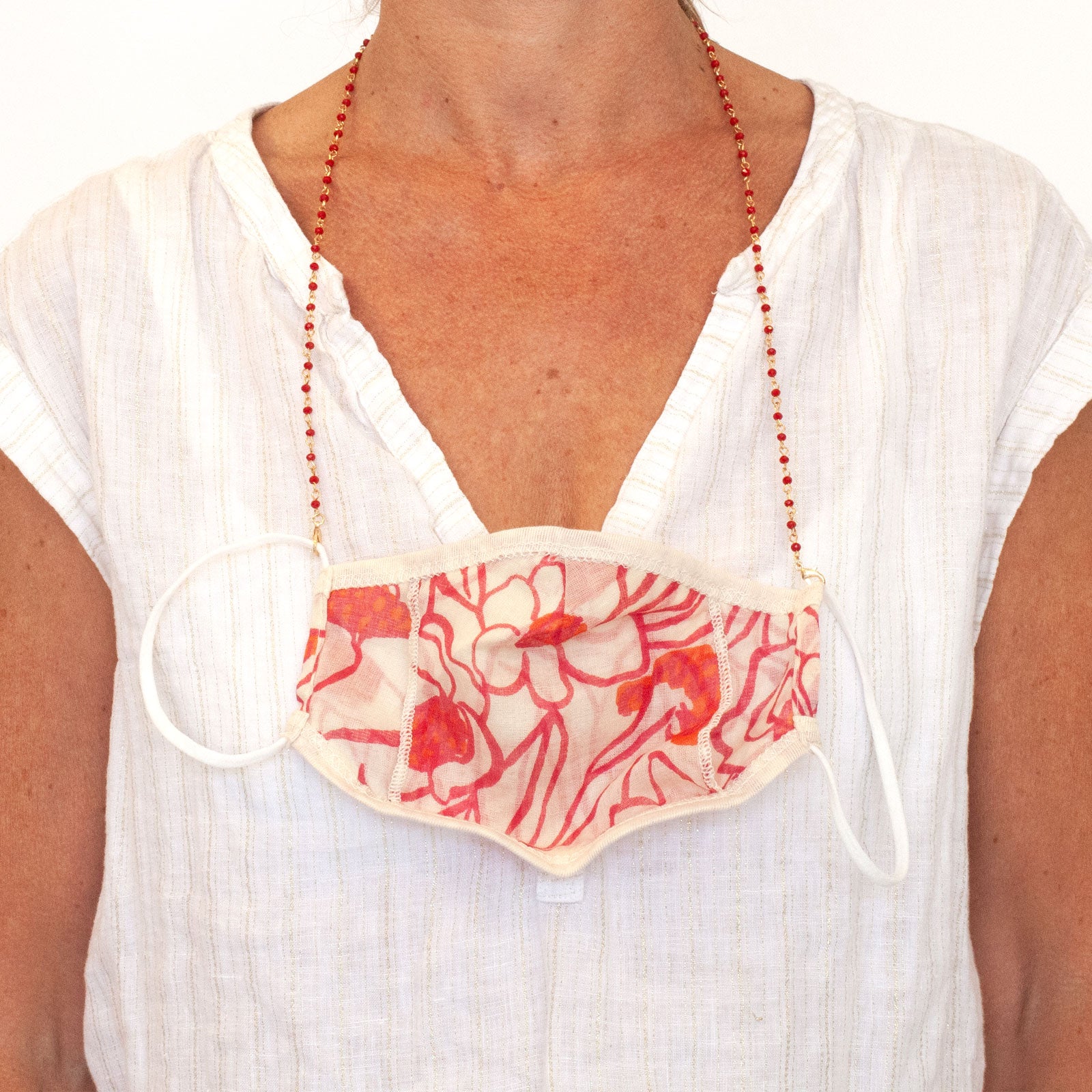Gold Chain Face Mask Lanyard Necklace - Red MASK-NECKLACE - rockflowerpaper