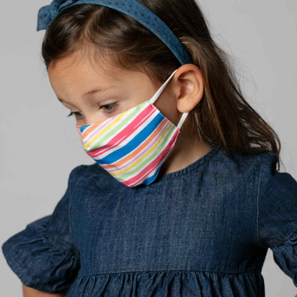 Beach Stripes Blue Reusable Cotton Kid’s Mask Mask - rockflowerpaper