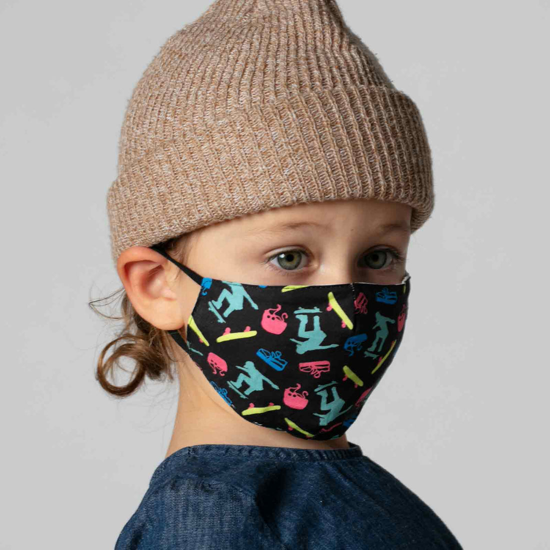 Skateboarding Black Reusable Cotton Kid’s Mask Mask - rockflowerpaper