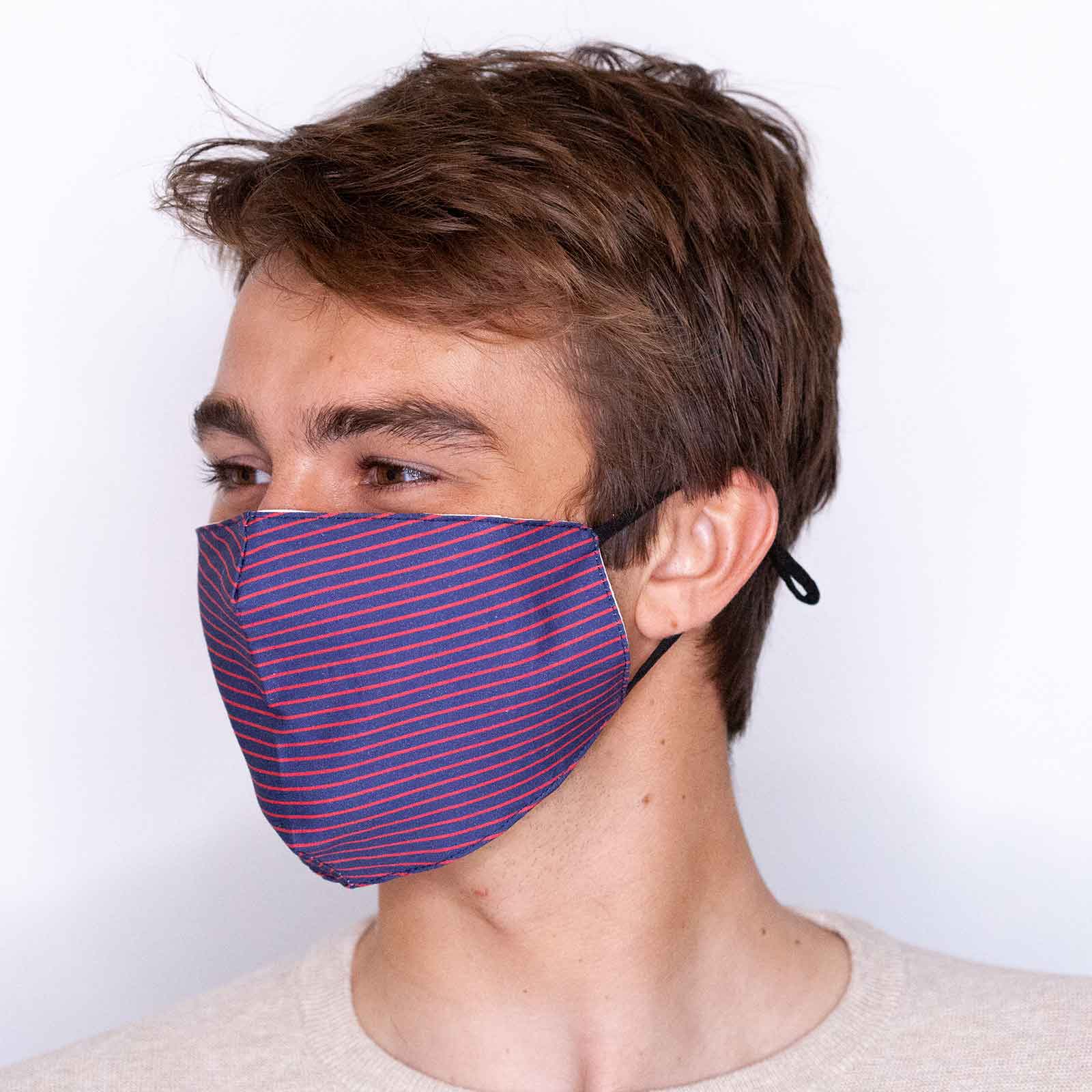 Pin Stripe Reusable Cotton Men’s Mask Mask - rockflowerpaper