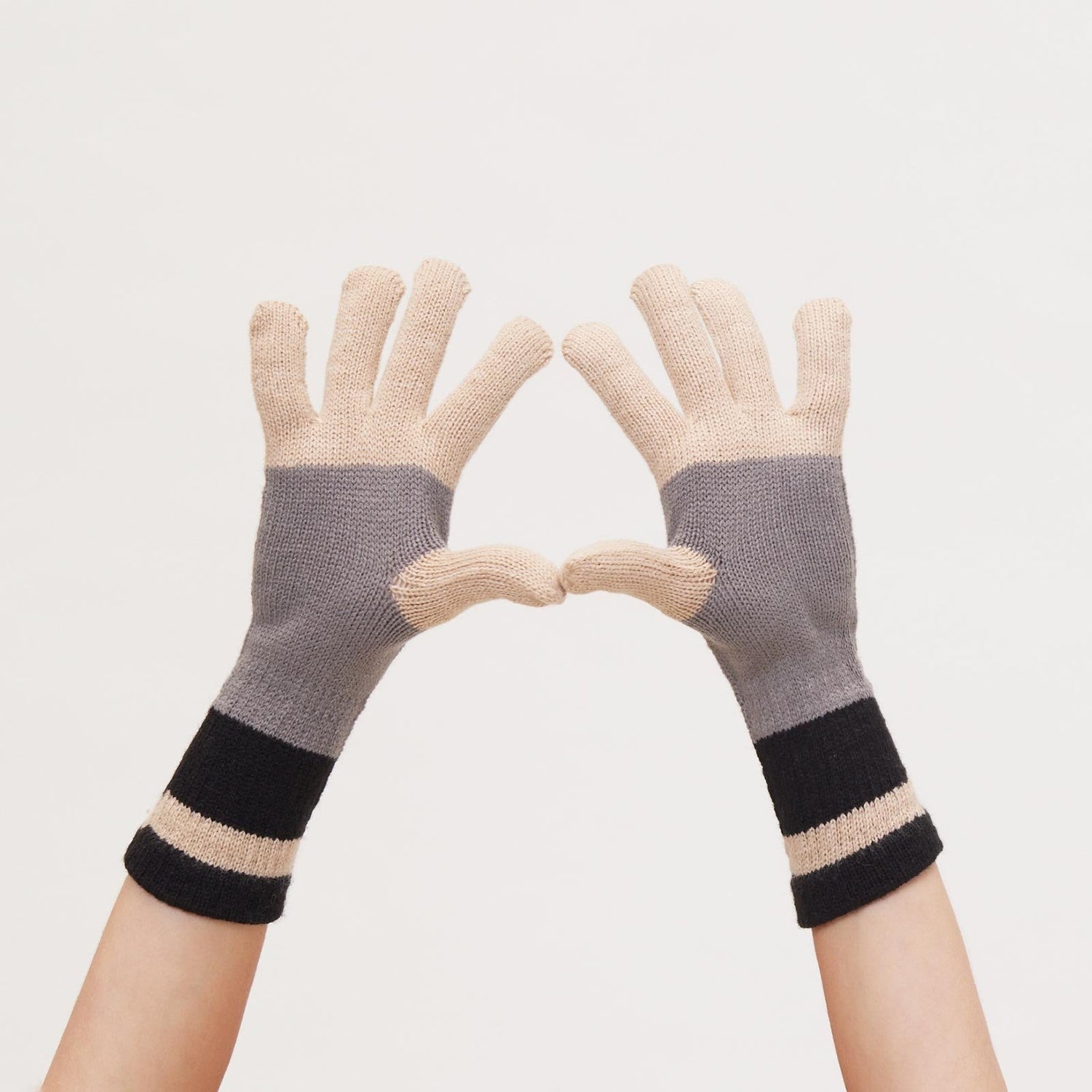 Paddington Stripe Black Tan Knit Gloves Gloves - rockflowerpaper