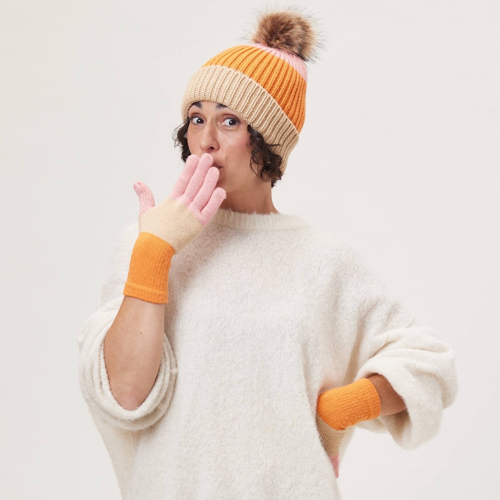 Paddington Orange cozy Knit Gloves Gloves - rockflowerpaper