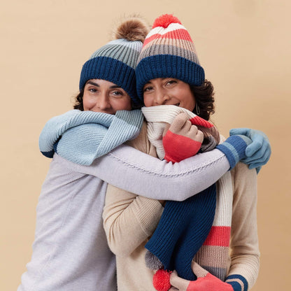 Chelsea Stripe Blue Knit Beanie for Winter Looks Hat - rockflowerpaper