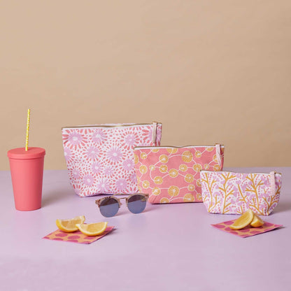 Petals Pink  Small Relaxed Pouch Pouch - rockflowerpaper