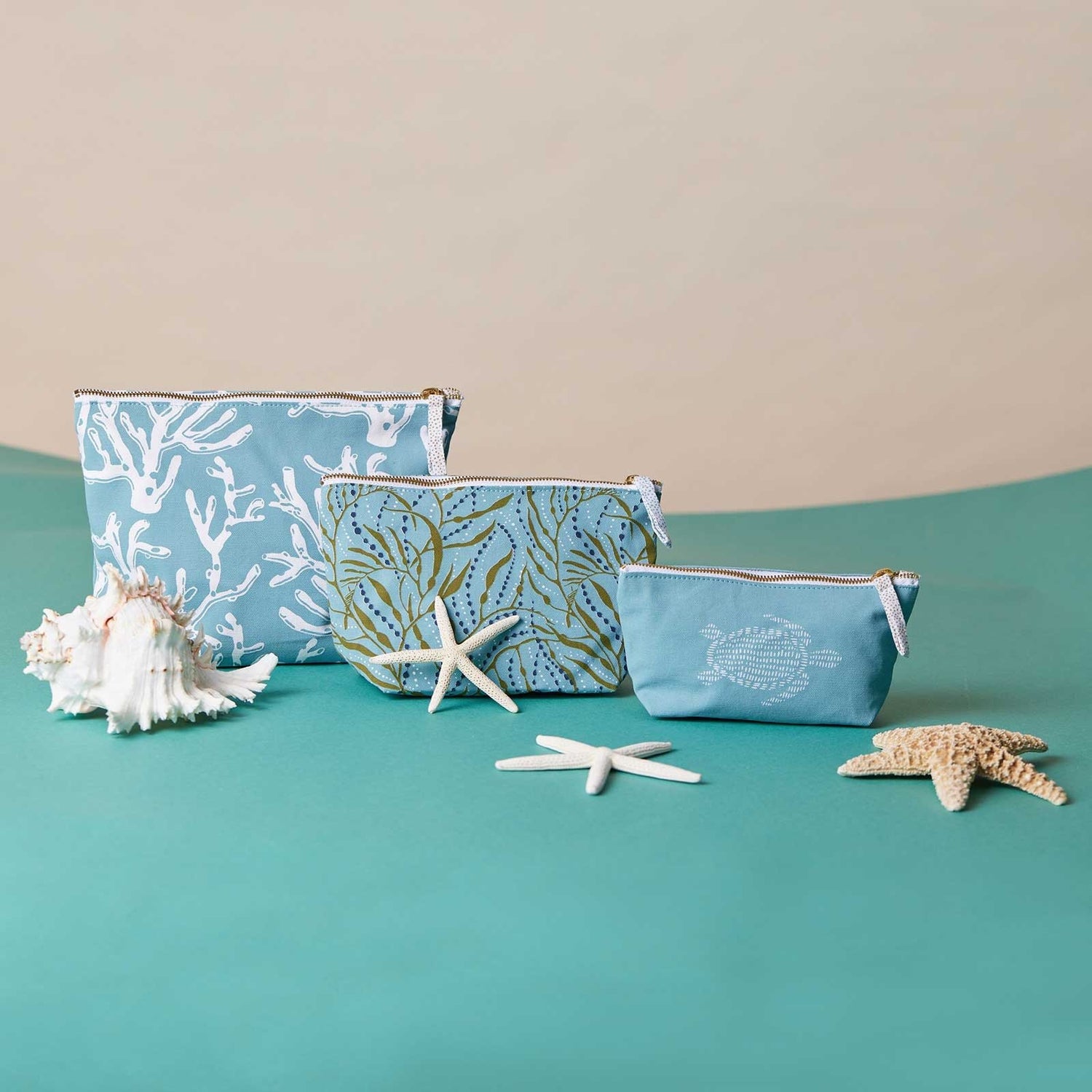 Cerulean Sea Coral Large Relaxed Pouch Pouch - rockflowerpaper