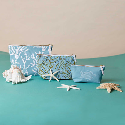 Cerulean Sea Coral Large Relaxed Pouch Pouch - rockflowerpaper