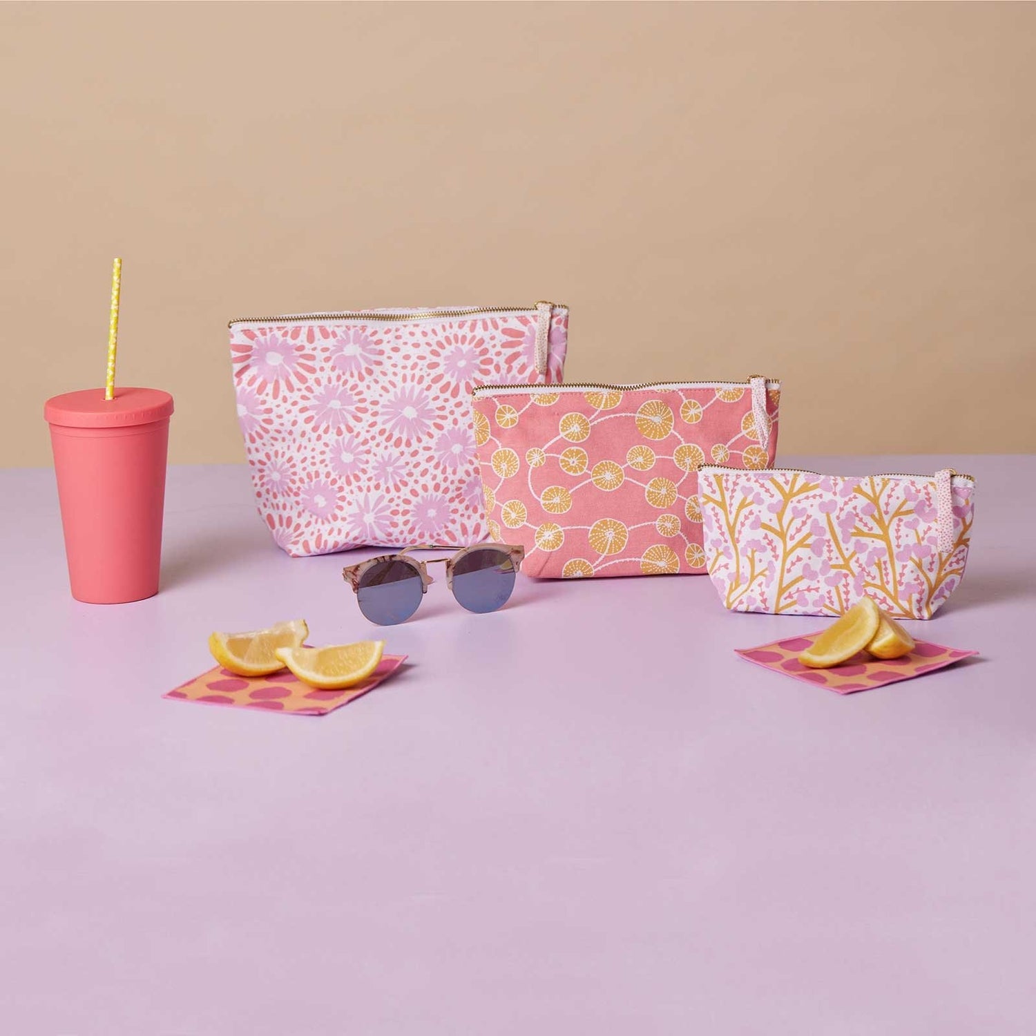 Chamomile Pink Large Relaxed Pouch Pouch - rockflowerpaper