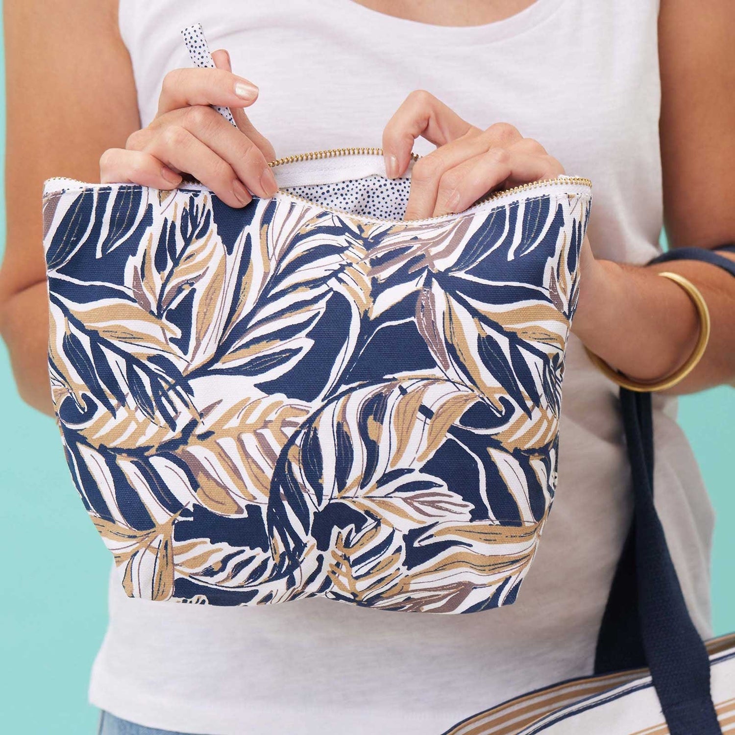 Tropic Navy Tan Large Relaxed Pouch Pouch - rockflowerpaper