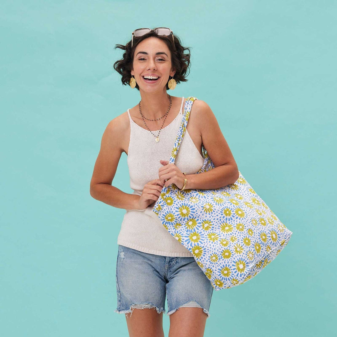 Chamomile Blue Lime Bucket Bag - Your Everyday Companion! Tote - rockflowerpaper