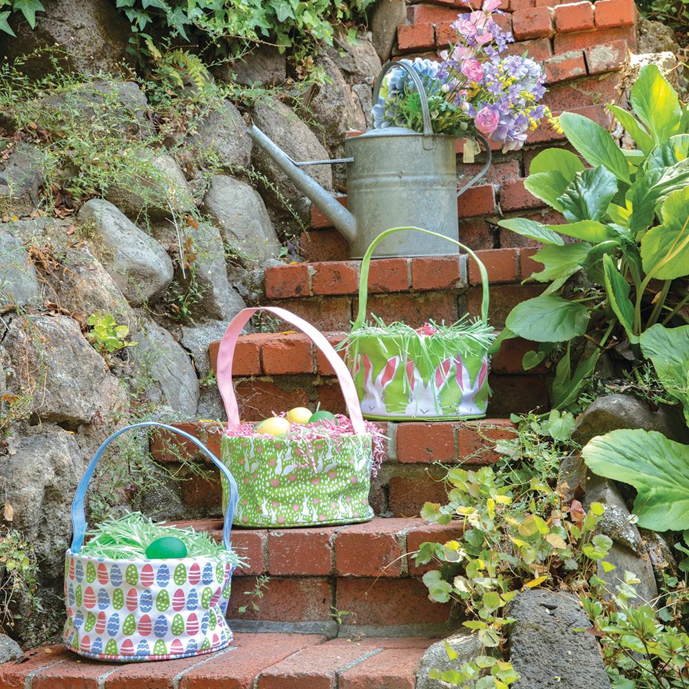 Bunnies Green blu Easter Basket Gift Bag - rockflowerpaper