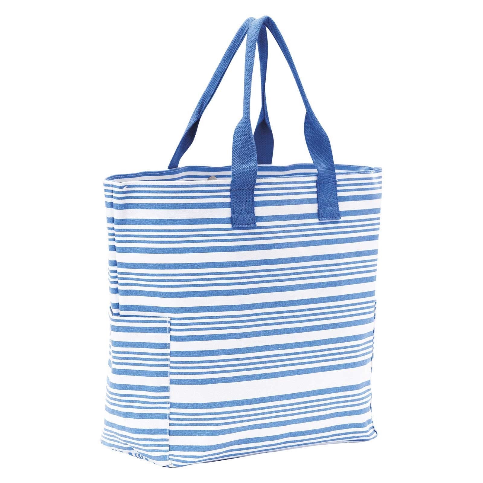 French Carryall Bag with Blue Stripes Tote - rockflowerpaper