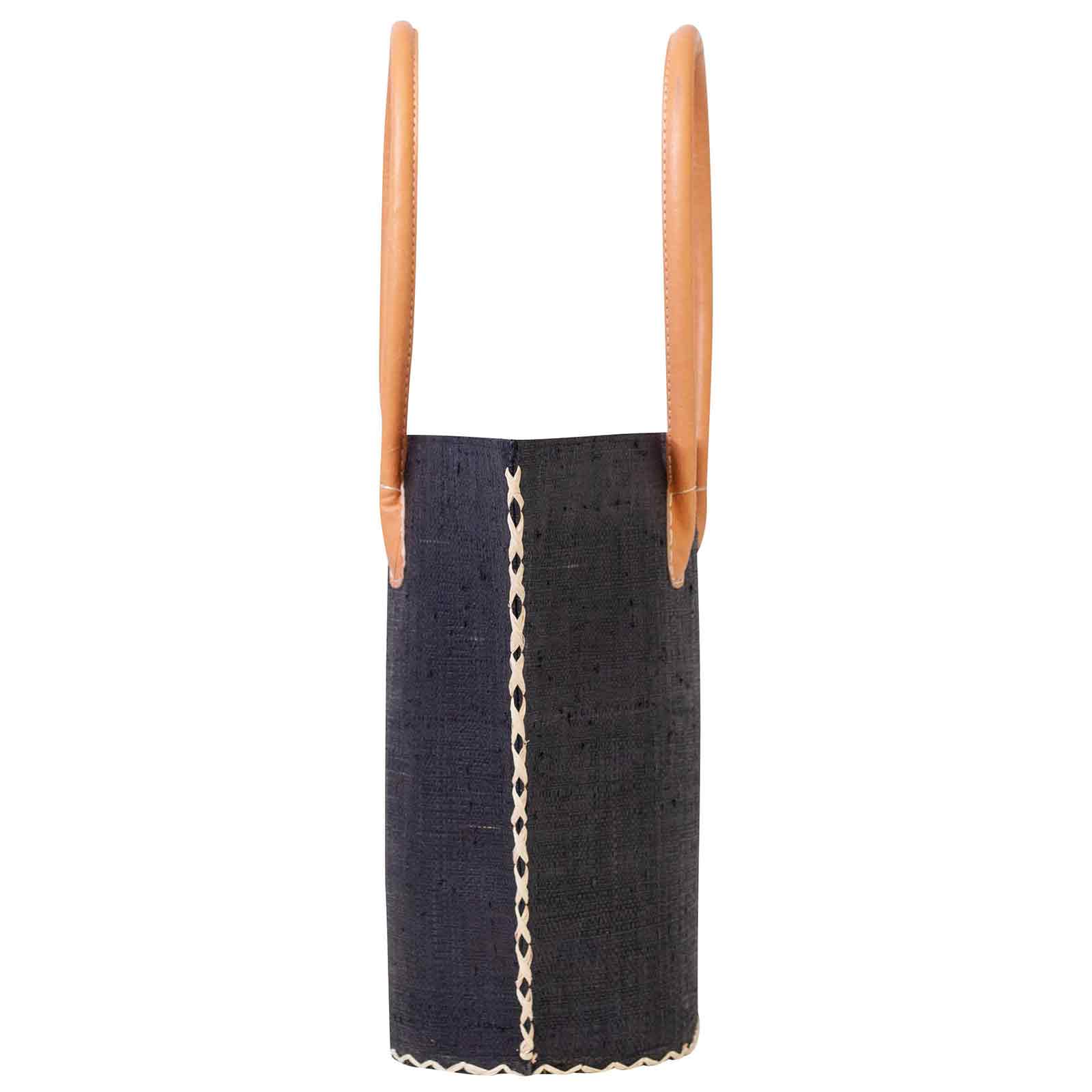 Top Handle Raffia Tote - Black Mélange – Kassatex