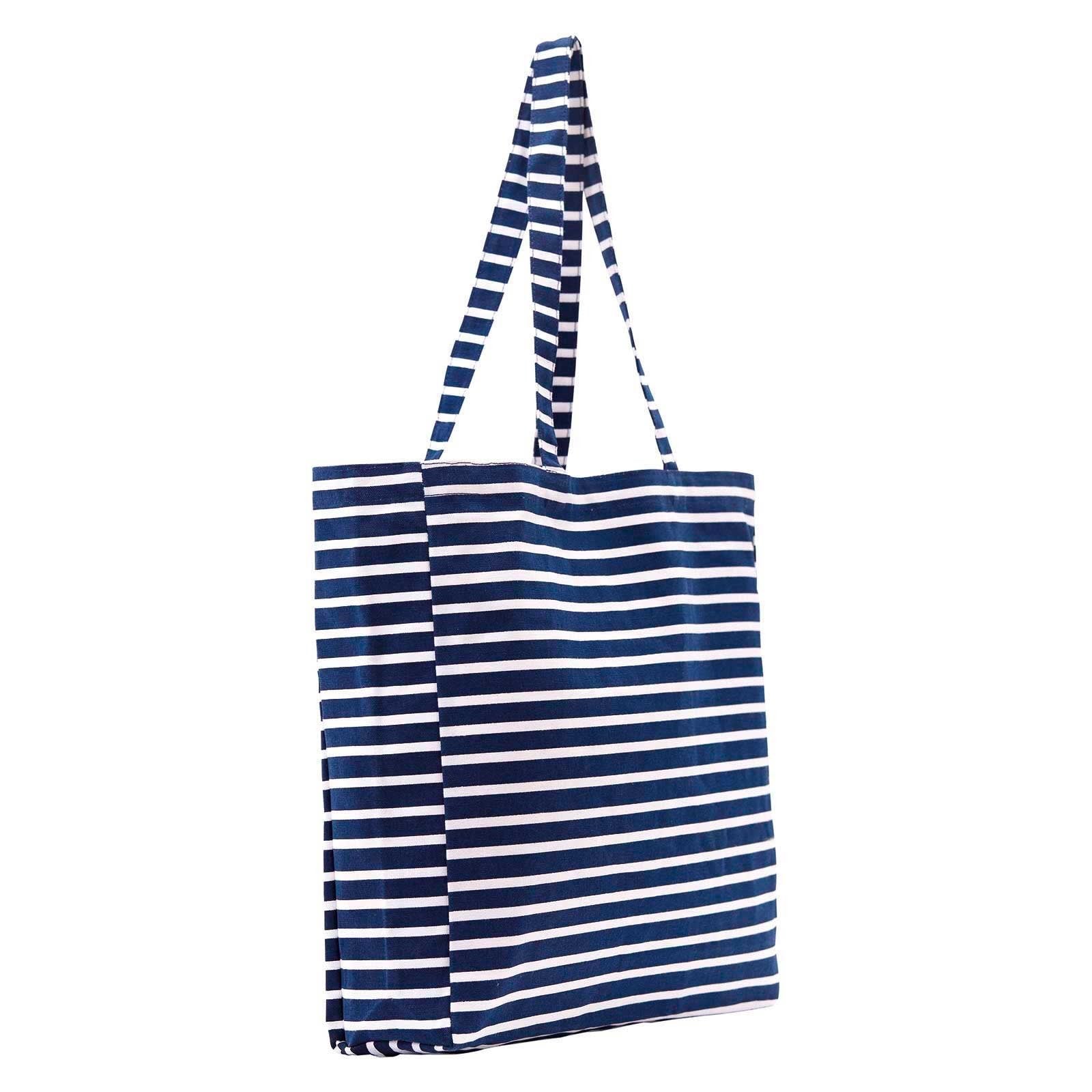 Breton Stripe Little Shopper Tote Bag - 100% Cotton Tote - rockflowerpaper