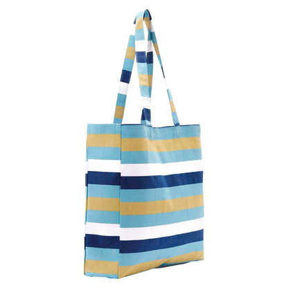 Coastal Stripe Blue Little Shopper Tote Bag Tote - rockflowerpaper