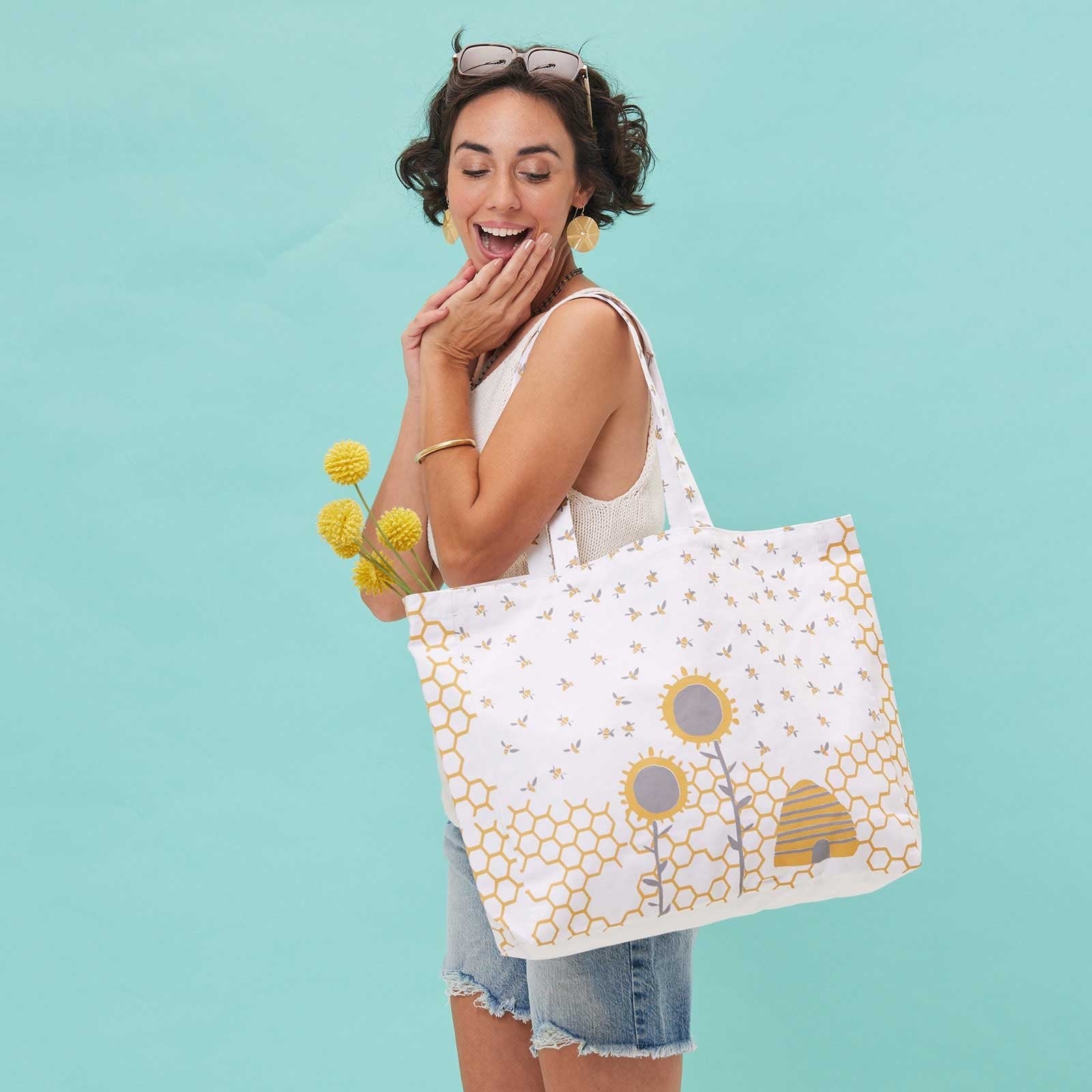 Sunflower And Bees Little Shopper Tote Bag Tote - rockflowerpaper