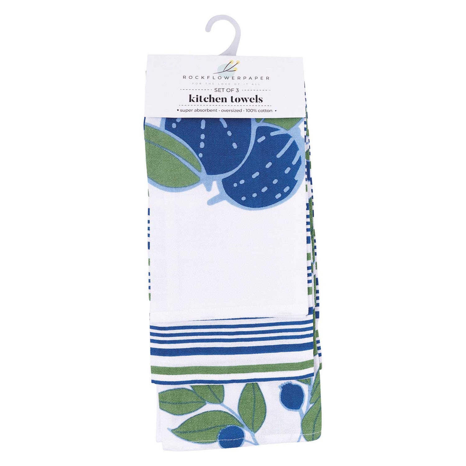 Blueberries Kitchen Towel Set Of 3 Cotton Kitchen Towel - rockflowerpaper