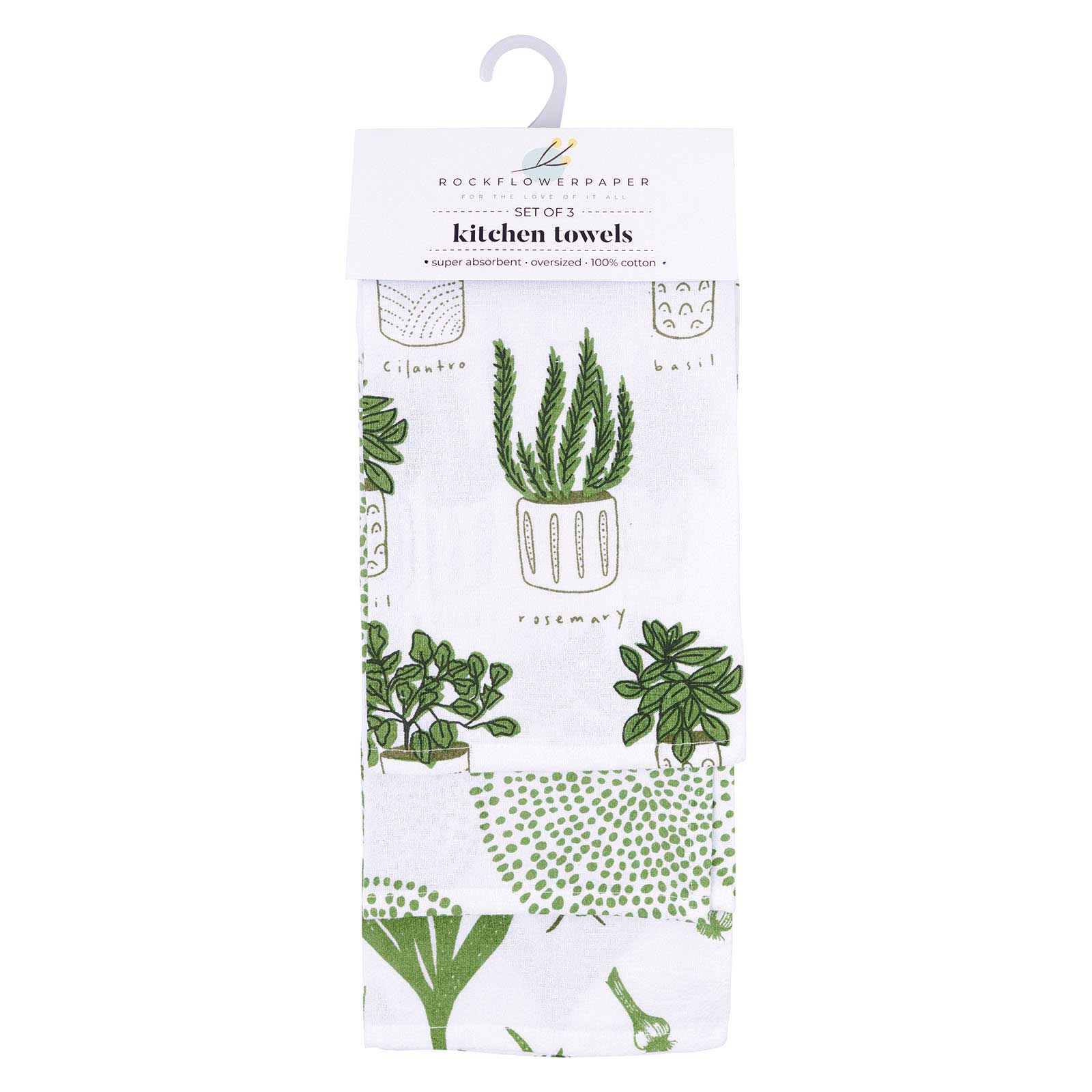 Swedish Dishcloth & Tea Towel Bundle - Herbs - Green