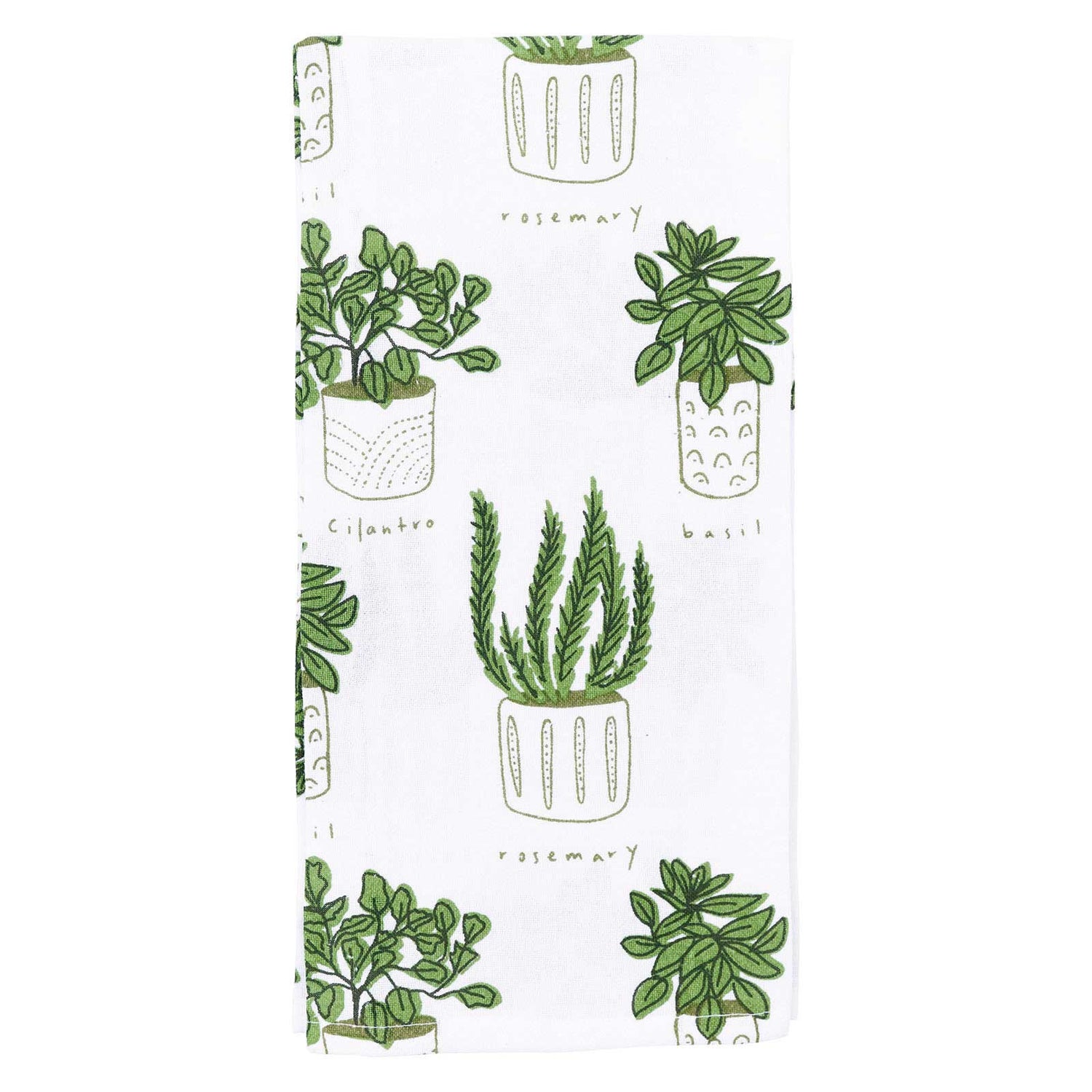 Herbs Green Kitchen Towel Set Of 3 Cotton Kitchen Towel - rockflowerpaper
