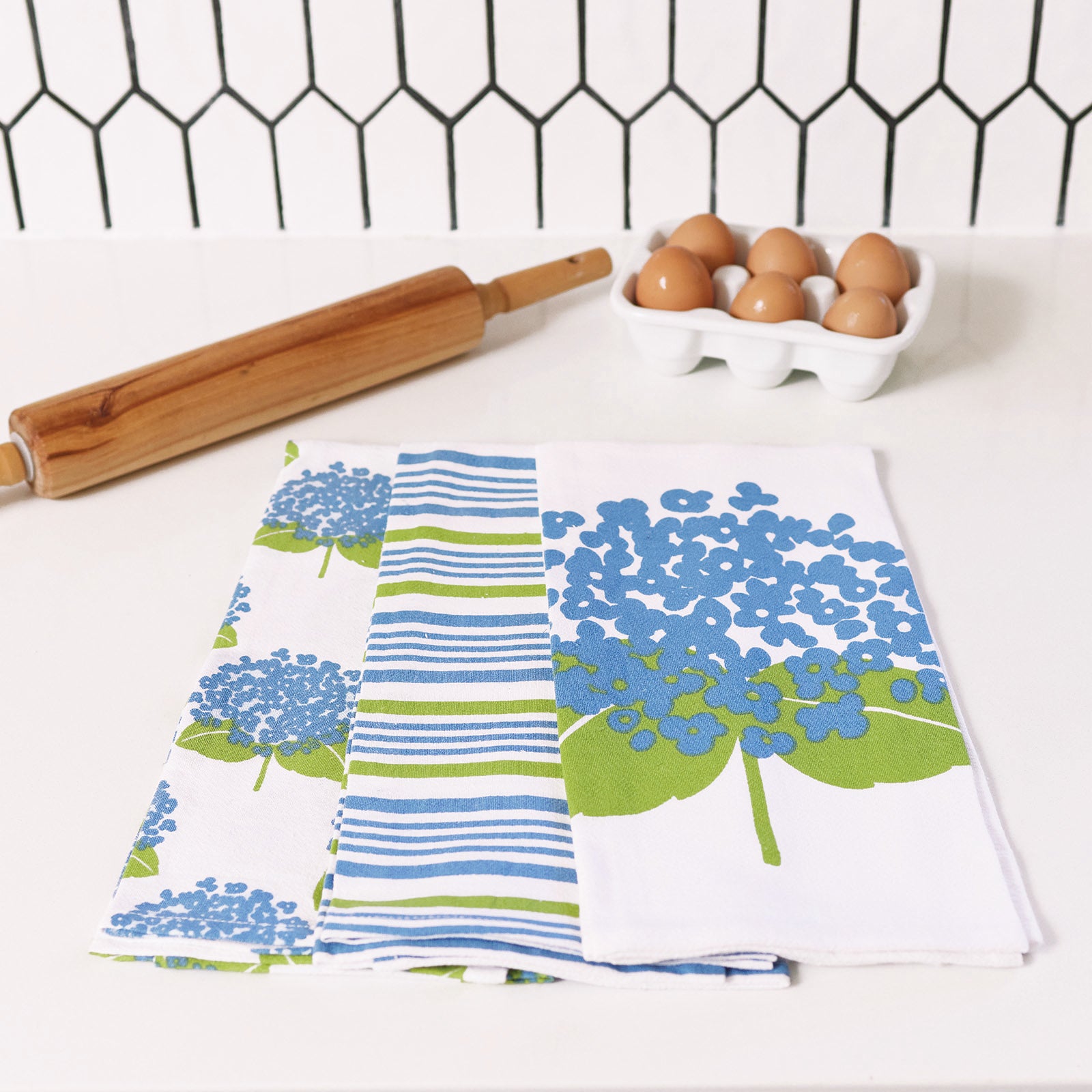 Hydrangea Kitchen Towel Set Of 3 Kitchen Towel - rockflowerpaper