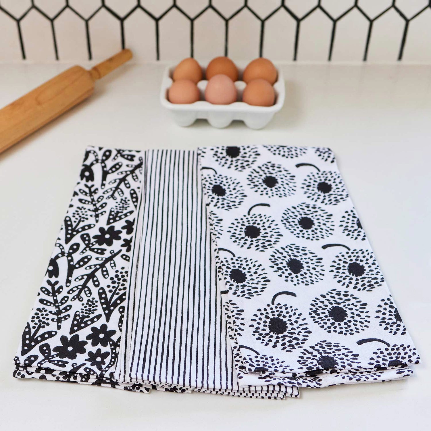 Botanical Cotton Kitchen Towels Set Of 3 Cotton Kitchen Towel - rockflowerpaper