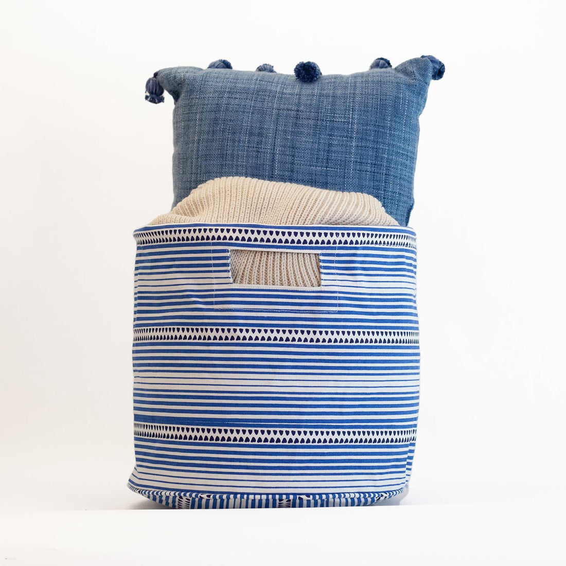 Bethany Blue Canvas Basket Canvas Basket - rockflowerpaper