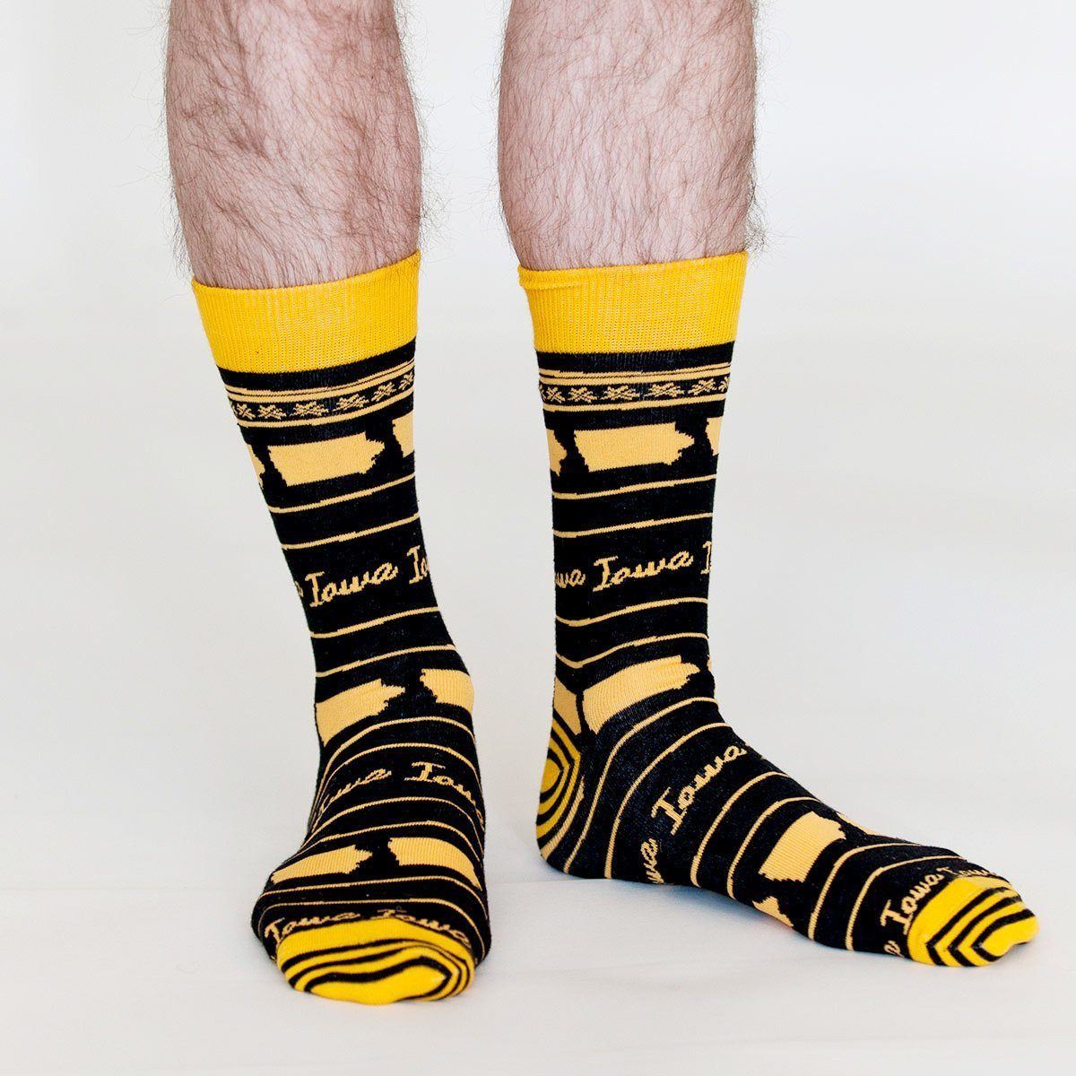Iowa College Black/Gold Pair of Crew Length Men&